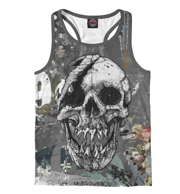 Мужская майка-борцовка с изображением Cool skull цвета Белый