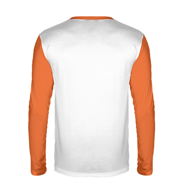 Мужской лонгслив с изображением Рыжая лиса с узорами цвета Белый