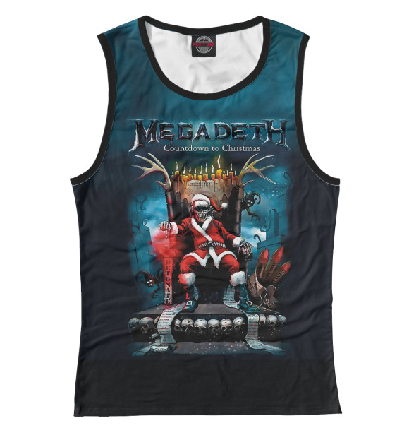 Женская майка с изображением Megadeth Санта цвета Белый