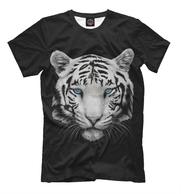 Мужская футболка с изображением Белый Тигр цвета Белый