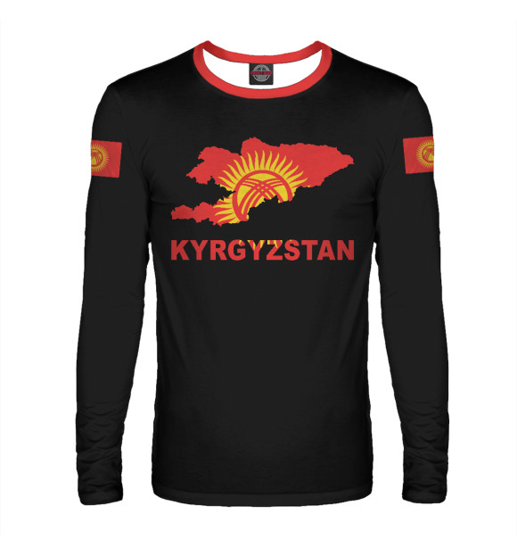Мужской лонгслив с изображением Киргизстан цвета Белый
