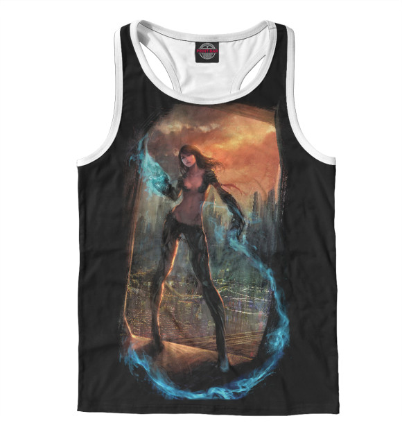 Мужская майка-борцовка с изображением Бой баба цвета Белый