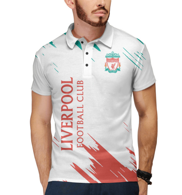 Мужское поло с изображением Liverpool цвета Белый