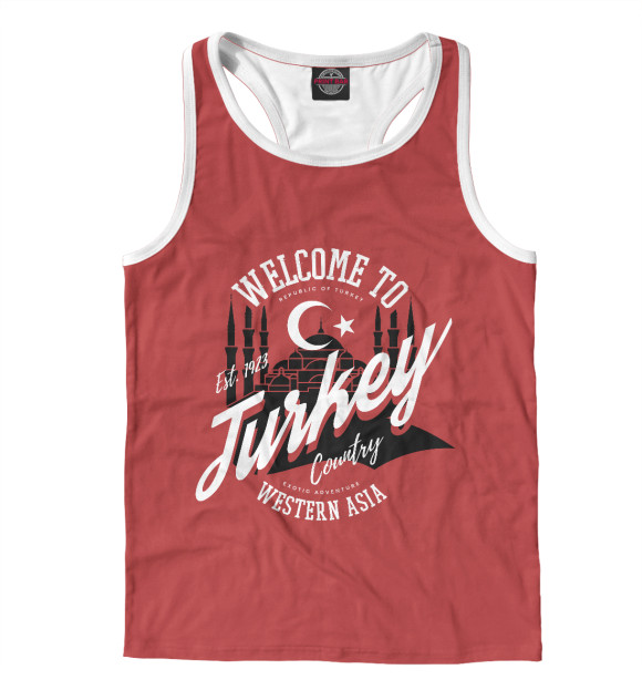 Мужская майка-борцовка с изображением Турция цвета Белый