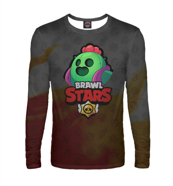 Мужской лонгслив с притом Brawl Stars: Spike цвета Белый Мужской лонгслив с изображением Brawl Stars: Spike цвета Белый