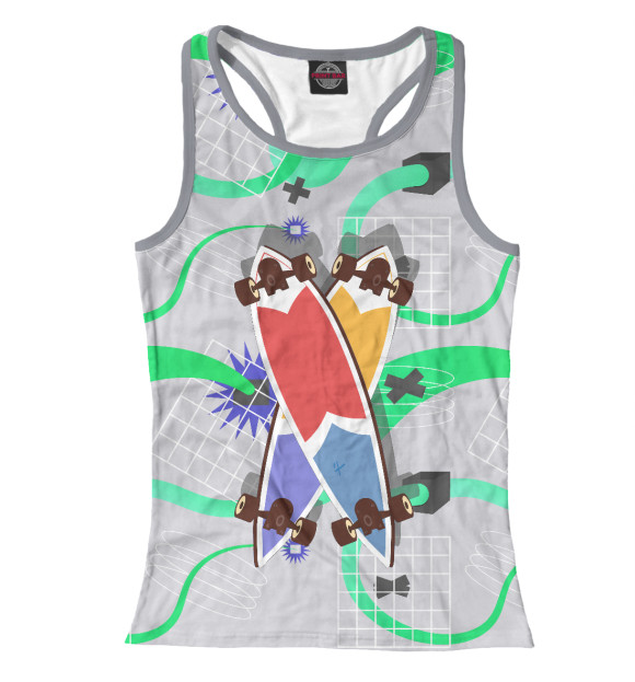 Женская майка-борцовка с изображением Cool skate цвета Белый