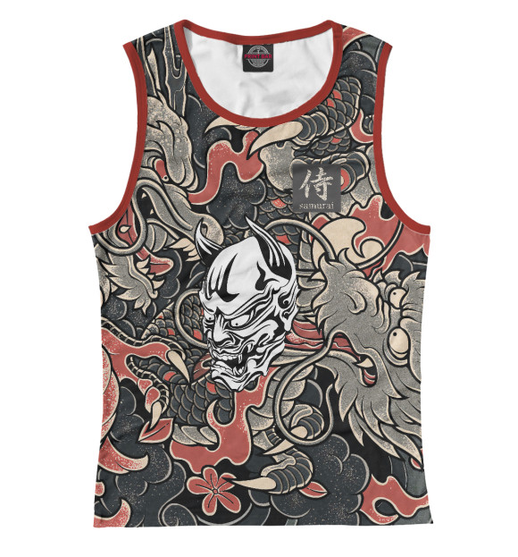 Женская майка с изображением Самурай цвета Белый