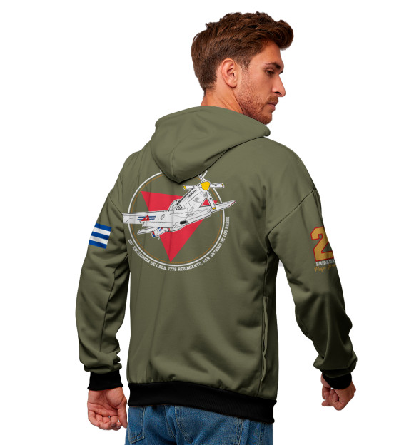 Мужская зип-худи с изображением FAR (Cuban Air Forces) цвета Белый