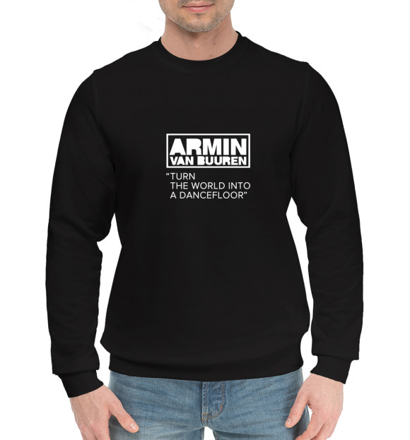 Мужской хлопковый свитшот с изображением Armin Van Buuren ASOT1000 цвета Черный