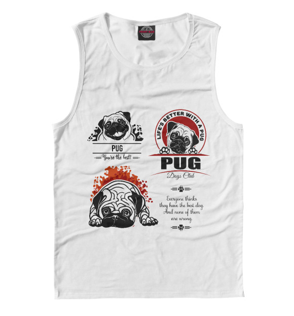 Майка для мальчика с изображением PUG цвета Белый