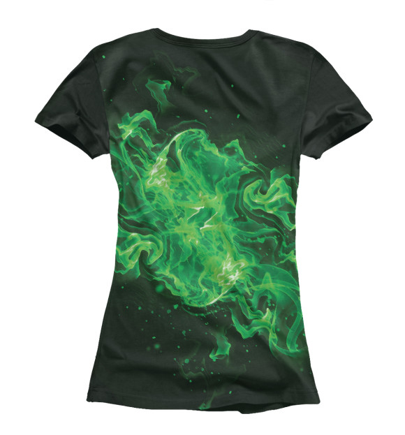 Женская футболка с изображением Leon Green Fire - Brawl Stars цвета Белый