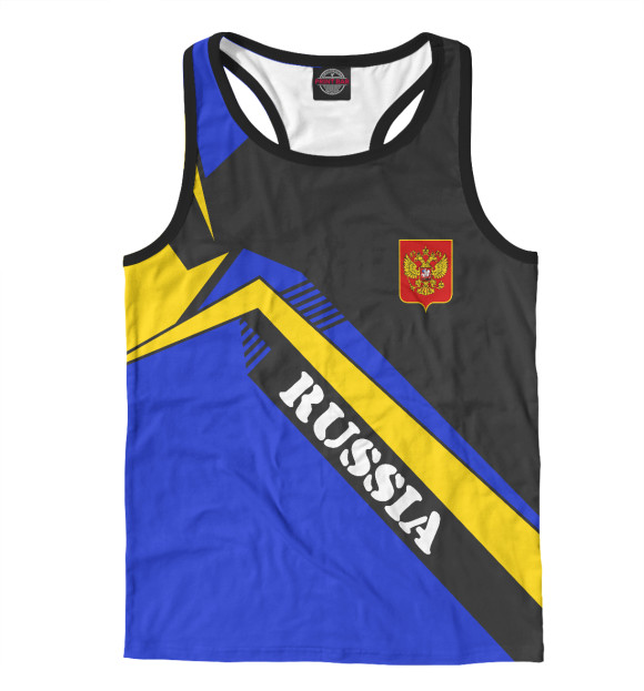 Мужская майка-борцовка с изображением Флаг РФ с жёлтой полосой цвета Белый