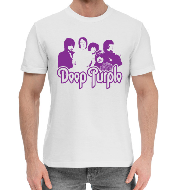 Мужская хлопковая футболка с изображением Deep Purple цвета Белый