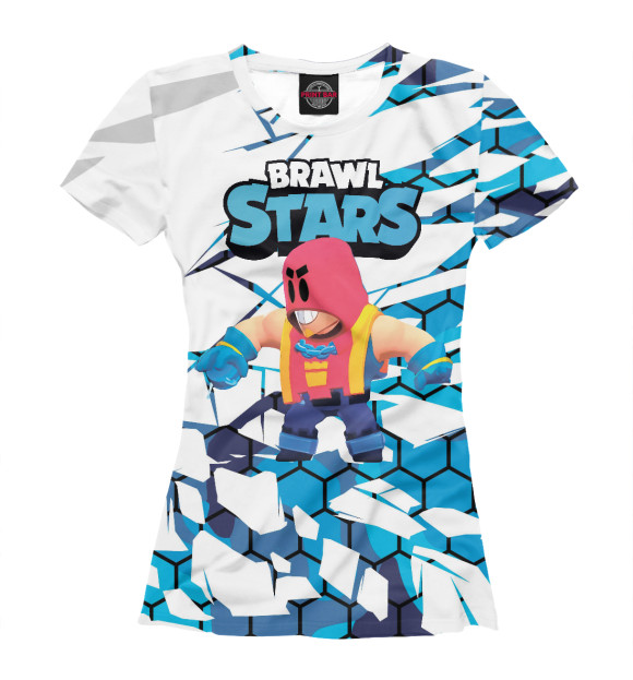 Футболка для девочек с изображением Гром Brawl Stars  GROM цвета Белый