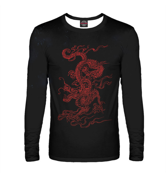 Мужской лонгслив с изображением Chinese Dragon цвета Белый