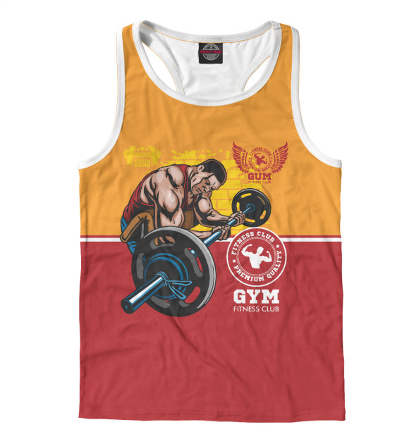 Мужская майка-борцовка с притом Пауэрлифтинг цвета Белый Мужская майка-борцовка с изображением Пауэрлифтинг цвета Белый