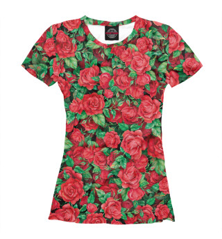 Женская футболка Букет алых роз
