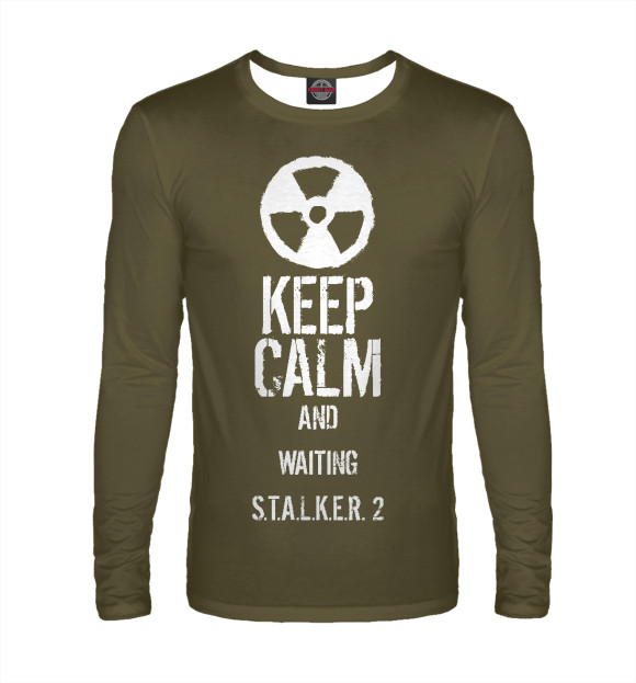Мужской лонгслив с изображением Keep calm.. цвета Белый