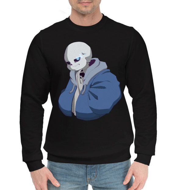 Мужской хлопковый свитшот с изображением Бед тайм Санс цвета Черный