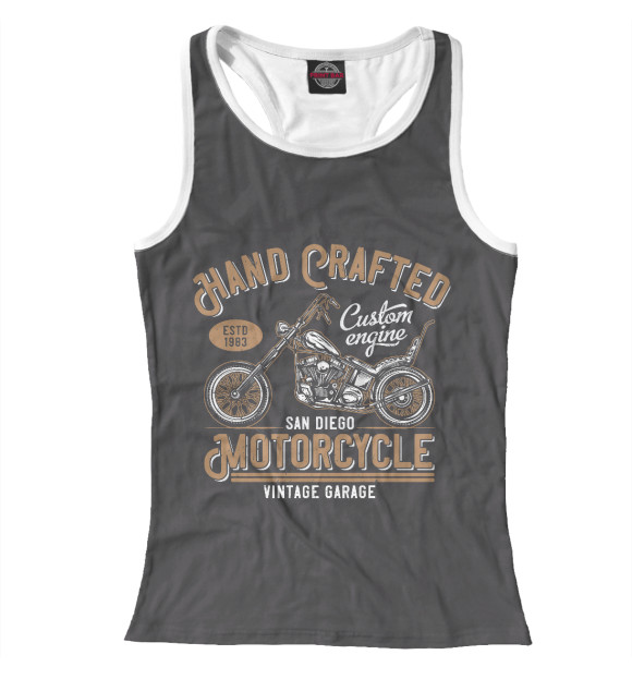 Женская майка-борцовка с изображением Мотоцикл цвета Белый