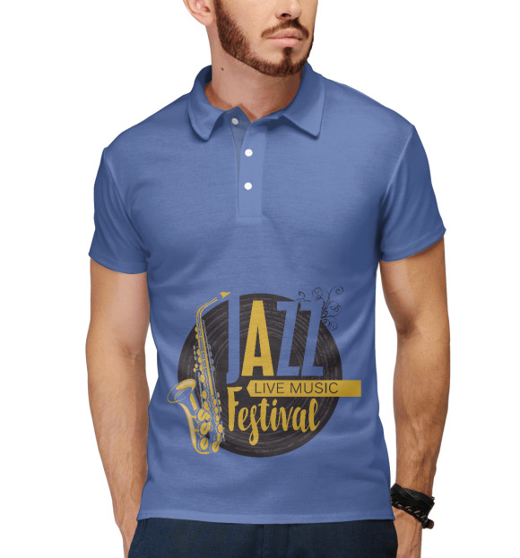 Мужское поло с притом Jazz цвета Белый Мужское поло с изображением Jazz цвета Белый