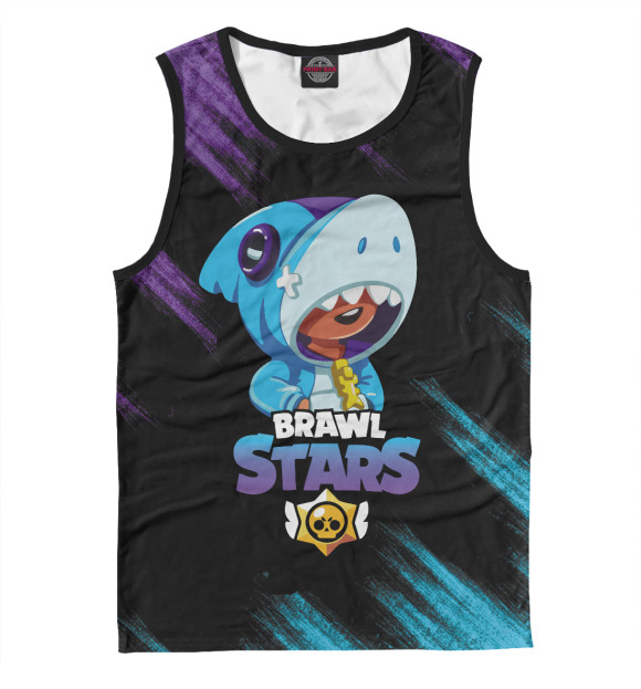 Майка для мальчика с притом Brawl Stars LEON SHARK цвета Белый Майка для мальчика с изображением Brawl Stars LEON SHARK цвета Белый