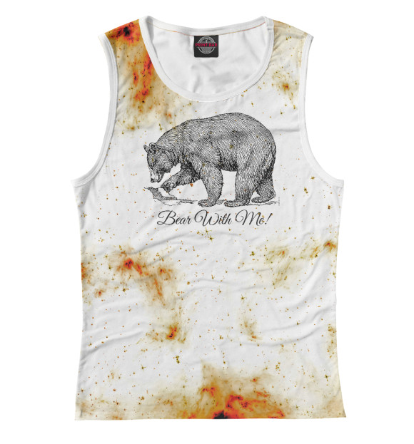 Майка для девочки с притом Wild Bear цвета Белый Майка для девочки с изображением Wild Bear цвета Белый