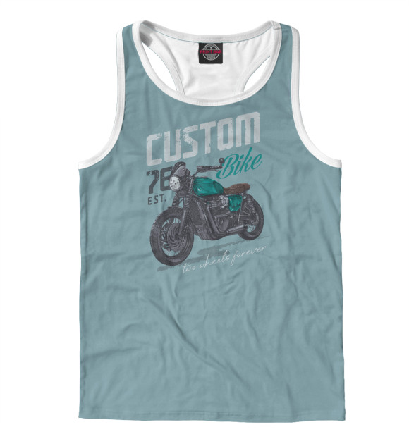 Мужская майка-борцовка с изображением Custom Bike цвета Белый