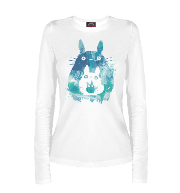 Женский лонгслив с изображением Sky Totoro цвета Белый