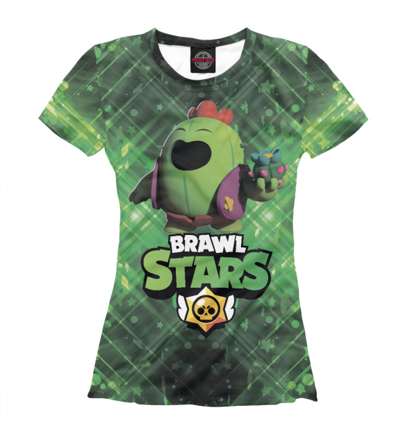 Женская футболка с изображением Brawn stars Spike цвета Белый