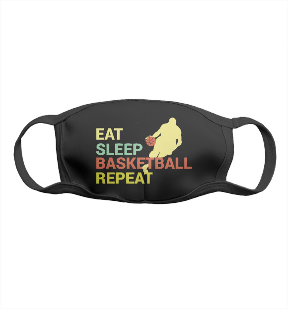 Маска тканевая с притом Еда, сон, баскетбол цвета Белый Маска тканевая с изображением Еда, сон, баскетбол цвета Белый