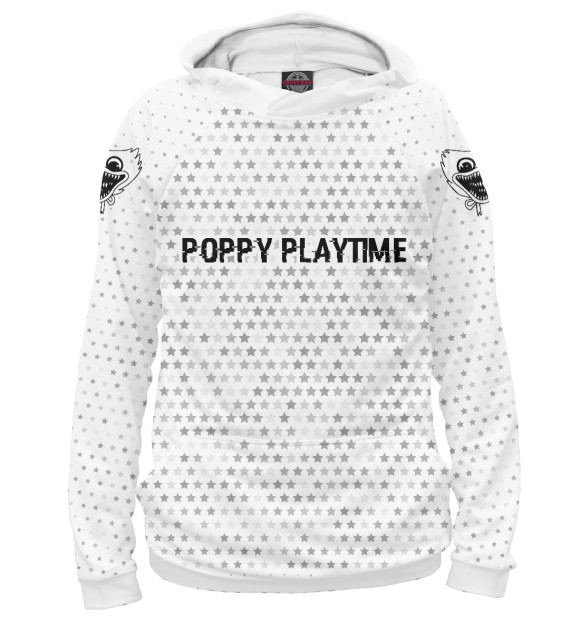 Женское худи с изображением Poppy Playtime Glitch Light (stars) цвета Белый