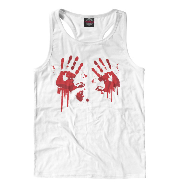 Мужская майка-борцовка с изображением Кровавые следы цвета Белый