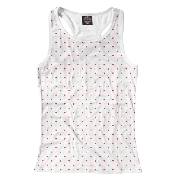 Женская майка-борцовка с изображением Сердечки горошек красные цвета Белый