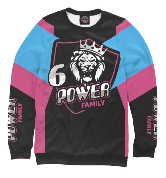 Мужской свитшот с изображением 6 power family на розовом фоне цвета Белый