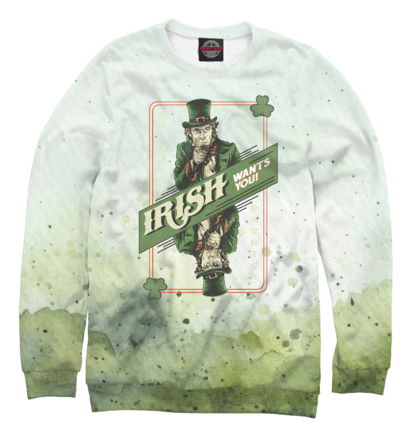 Мужской свитшот с изображением Saint Patrick's Day цвета Белый
