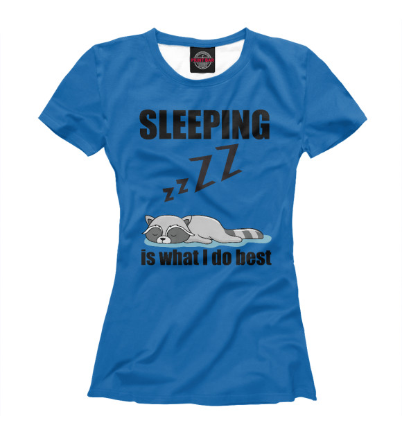 Женская футболка с изображением Raccoon Sleeping цвета Белый