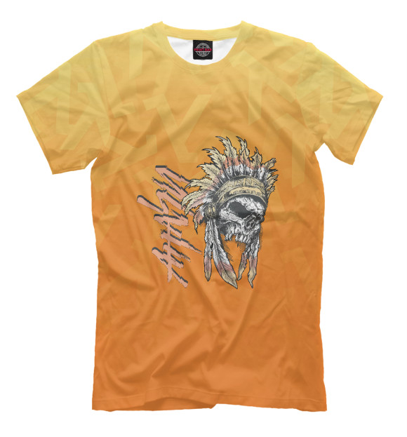 Мужская футболка с изображением Череп индейца цвета Белый