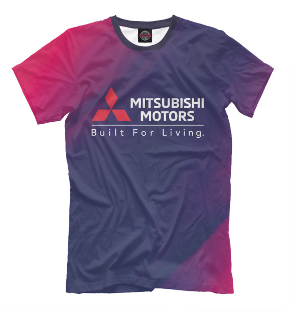Мужская футболка с изображением Mitsubishi / Митсубиси цвета Белый