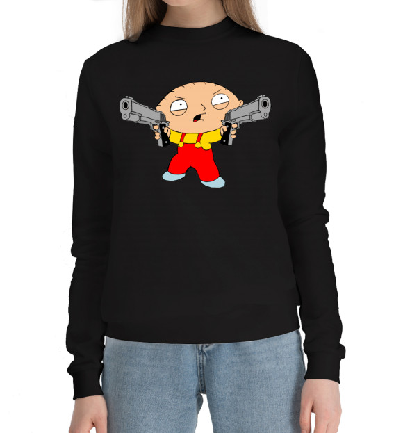 Женский хлопковый свитшот с изображением Family Guy цвета Черный