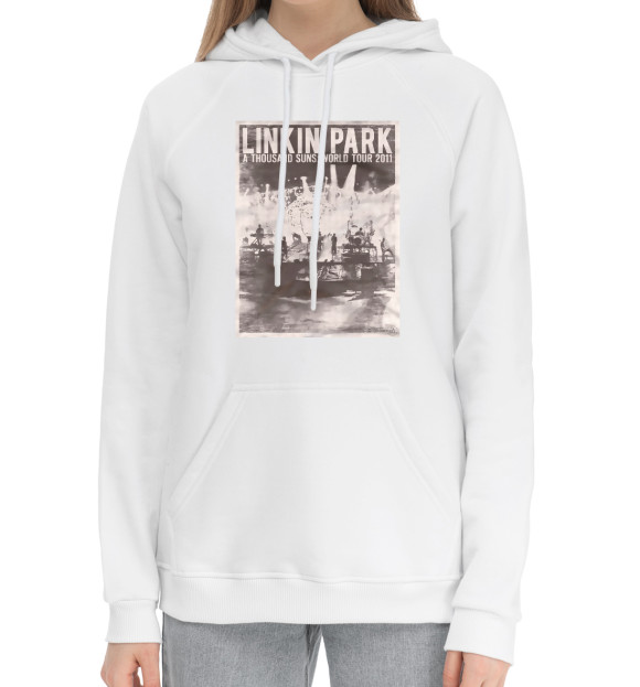 Женский хлопковый худи с изображением Linkin Park цвета Белый