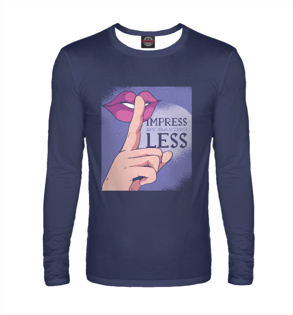 Мужской лонгслив с изображением Impress by saying less цвета Белый