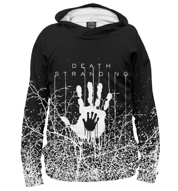 Женское худи с притом Death Stranding цвета Белый Женское худи с изображением Death Stranding цвета Белый