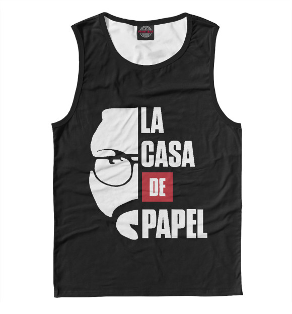 Майка для мальчика с притом La Casa De Papel цвета Белый Майка для мальчика с изображением La Casa De Papel цвета Белый