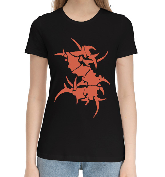 Женская хлопковая футболка с изображением Sepultura цвета Черный