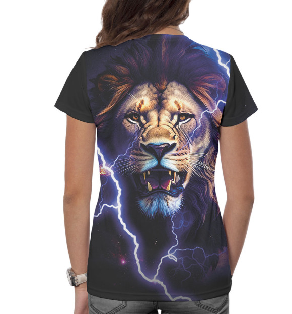 Женская футболка с изображением Лев цвета Белый