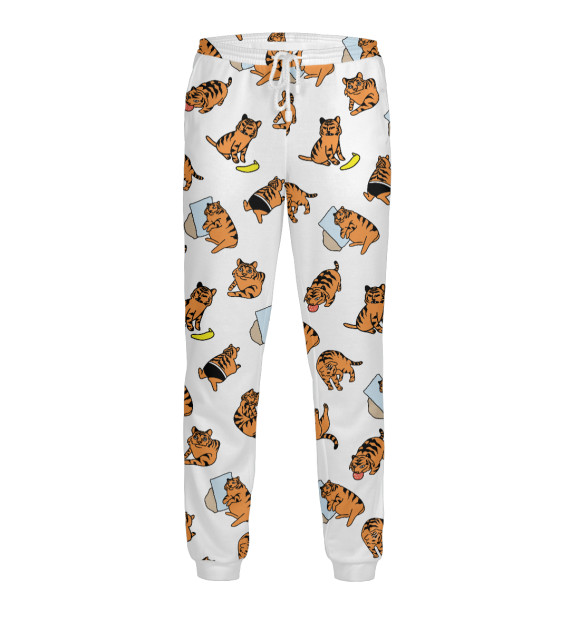 Мужские спортивные штаны с изображением Мемные тигры-котики цвета Белый
