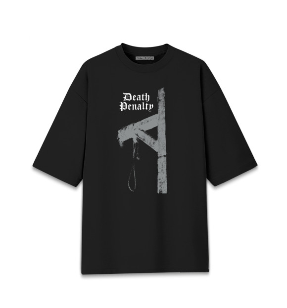 Женская футболка оверсайз с притом Deathpenalty цвета Черный Женская футболка оверсайз с изображением Deathpenalty цвета Черный