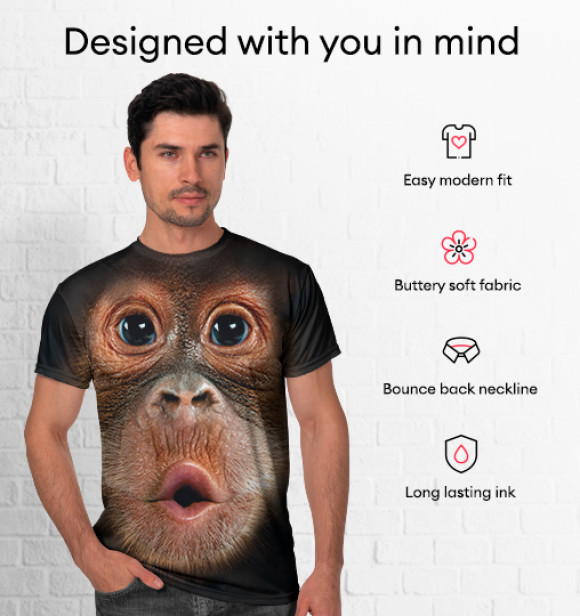 Мужская футболка с изображением Орангутанг цвета Белый