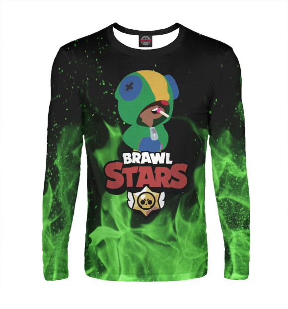 Мужской лонгслив с изображением Brawl Stars Leon цвета Белый